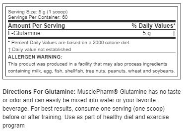 MusclePharm Glutamine 300 Grams | FitBasket | Authentic Products