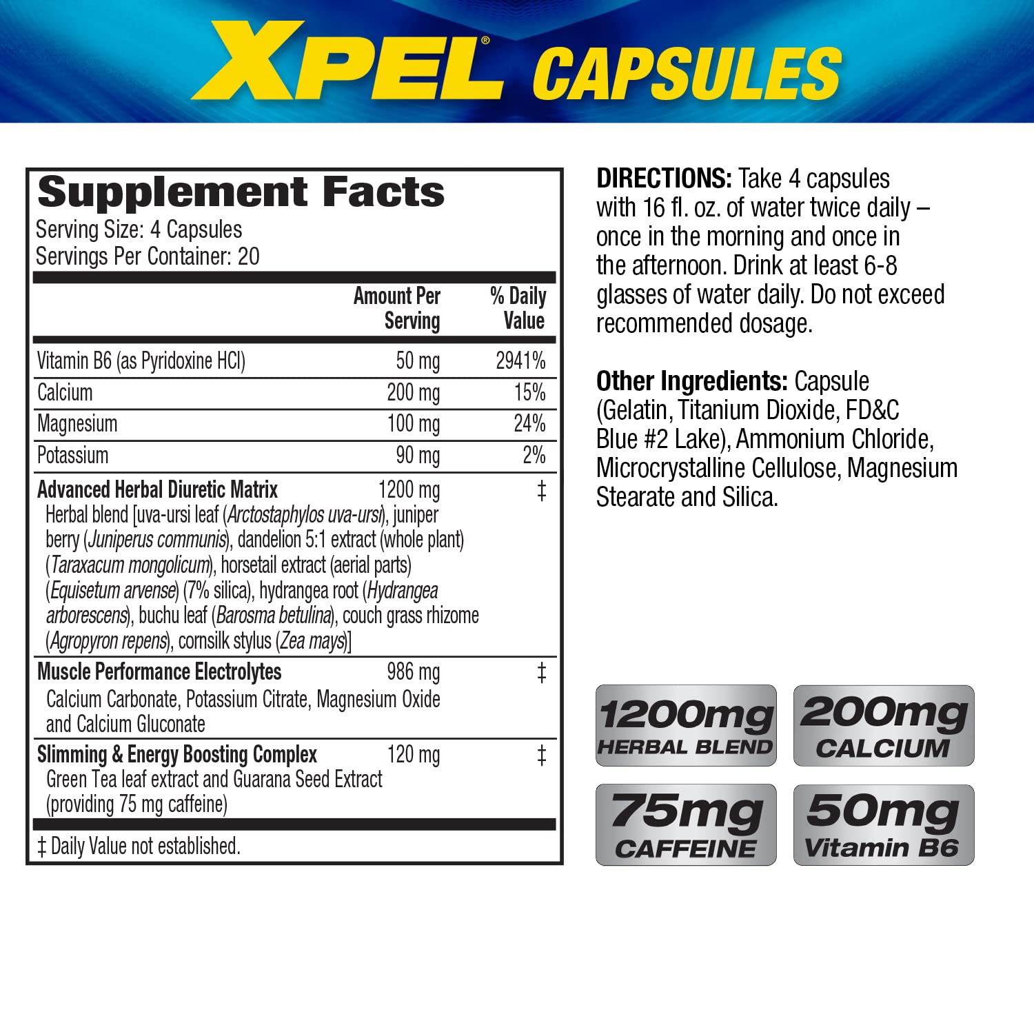MHP Xpel Supplement Facts
