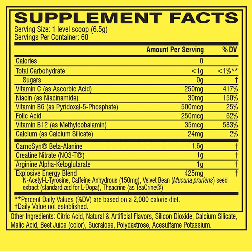 Cellucor c4 60 supplement facts