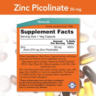 Now Zinc Picolinate 50 mg 60 Veg caps