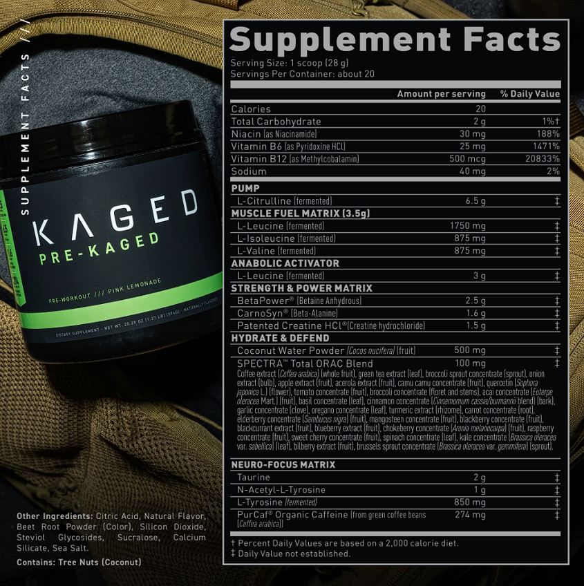 pre kaged supplement facts