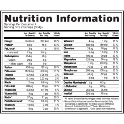 ON (Optimum Nutrition) Serious Mass - 3 lb/1.36 Kg facts