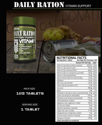 Warzone Daily Ration Multivitamin - 120 Tablets