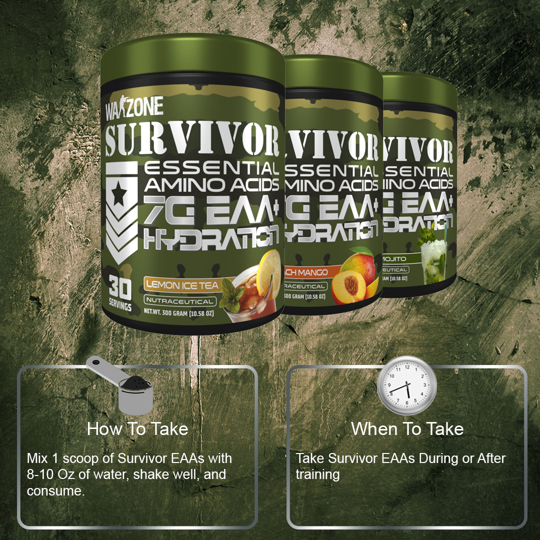 Warzone Survivor Essential Amino Acids 7G EAA – 300 Grams – 30 Servings