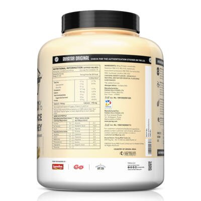 Avvatar 100% performance  whey 2kg facts